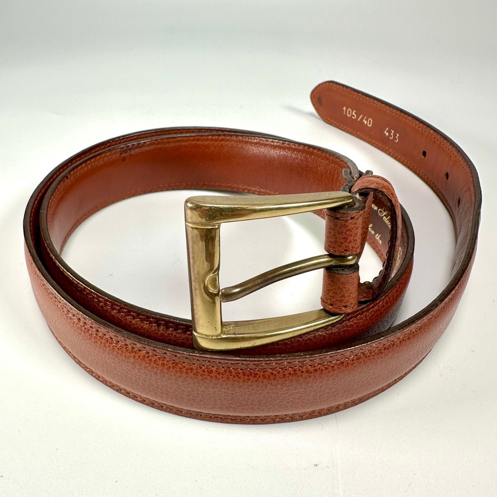 Classic Leyva Collection Men's Brown Leather
Belt with Gold Buckle - Picture 7 of 7